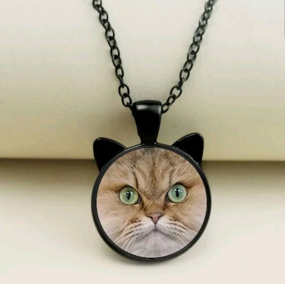 Realistic Ginger Kitty Cat Charm Necklace